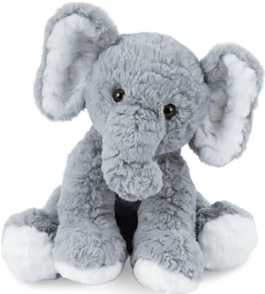 Mikee Fluffie Elephant Stuffed Animals Soft Plush Toy for Baby Girls Boys,12" Grey Soft Small Stuffed Elephant Huggable Gifts for Birthday - Image 1