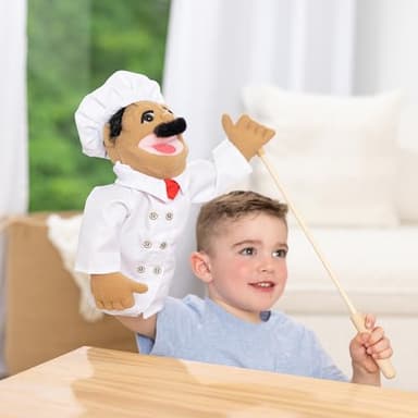 Melissa & Doug Chef Puppet (Al Dente) with Detachable Wooden Rod Pretend Play Chef Puppet Pepe - Image 7