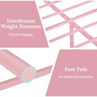 VECELO Twin Size Metal Platform Bed Frame with Headboard and Footboard, Heavy Duty Slat Support/No Box Spring Needed Mattress Foundation/Underbed Storage Space, Victorian Style - Image 7