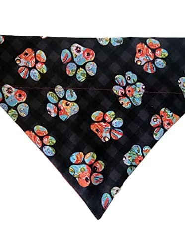 Spring Floral Paw Prints Over the Collar Dog Bandana That Slips onto Their Existing Collar Size (X-Large) - Image 1