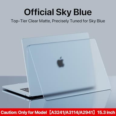 Soonjet for MacBook Air 15 inch Case M4 M3 M2 2025 2024 2023 [Official SkyBlue] [100% Match Official Color] Protective Hard Shell Matte Cover for Laptop A3241 A3114 A2941 - Sky Blue Clear - Image 8