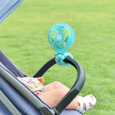 WiHoo Portable Stroller Fan, 11H Ultra-long Battery Life 3 Speed 360°Rotate, USB Rechargeable or Battery Operated Cooling Clip On Personal Fan for Baby Crib Travel Car Seat Blue - Image 6
