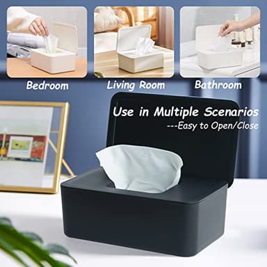 Wipes Dispenser, Wipe Holder for Baby & Adult, Seposeve Refillable Wipe Container, Keeps Wipes Fresh, Far from Dirty Wipes, Easy Open/Close Wipes Pouch Case, Black - Image 4
