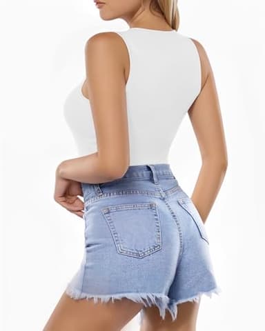 MANGOPOP Tank Top Body Suits Women Sexy Crew Neck Racerback Halter Ribbed Sleeveless Bodysuit for Women - Image 3