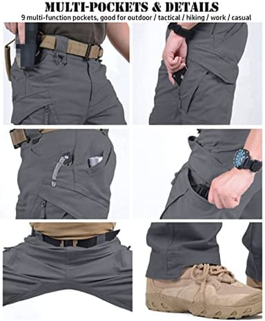 NAVEKULL Men's Work Cargo Pants Lightweight Tactical Pants for Men Stretch Cotton Military Army Combat Slim Fit Hiking Outdoor Trousers with Multi Zipper Pockets - Image 4
