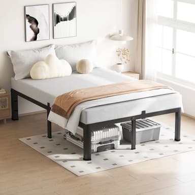 VIPSHOW 18 Inch King Size Bed Frame, 3500Lbs Heavy Duty Metal Platform with Round Corner Legs Mattress Slide Stopper, Steel Slat Support No Box Spring Needed, Noise Free, Non-Slip, Easy Assembly - Image 8