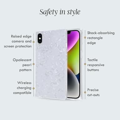 Cocomii - Rectangle Case Compatible with iPhone Xs/X - Opalescent Pearl, Glitter Sparkle, Glossy, Women Girls Men, Protective Phone Case for iPhone Xs/X 5.8 inch, White - Image 3