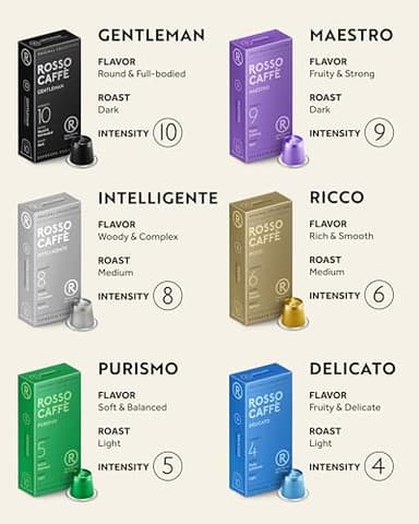 ROSSO CAFFÈ 120 Espresso Coffee Pods for Nespresso Original Machines, Premium Capsules, Variety Value Pack 6 Flavors, Rich Breakfast to Intense Roasts - Image 2