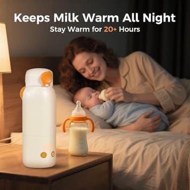 Portable Bottle Warmer for Travel, 12oz Large Capacity Fast Heating Breast Milk, Water & Formula On The Go Baby Bottle Warmer Accurate Temp Control with 4 Levels Long Battery Life for Car & Airplane - Image 4