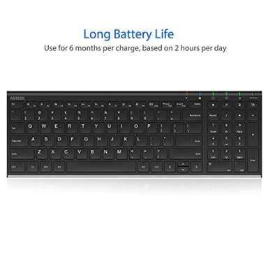 Arteck USB Wireless Keyboard Stainless Steel Ultra Slim Keyboard with Numeric Keypad for Computer/PC/Laptop and Windows 11/10/8 Rechargeable Battery - Image 5