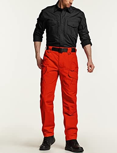 CQR Men's Tactical Pants, Water Resistant Ripstop Cargo Pants, Lightweight EDC Work Hiking Pants, Outdoor Apparel, Ripstop Mag Pocket Rescue Orange, 38W x 34L - Image 4