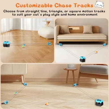 Interactive Cat Toy for Indoor - Automatic Cat Treadmill with Remote Control, 3 Speeds, Quiet Motor & Durable Design | Indoor Chase Hunting Feather Toys for Fitness, Playtime & Energy Release (Blue) - Image 2