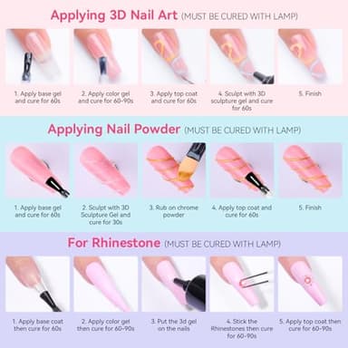 Makartt 3D Nail Gel and Chrome Nail Powder Kit, 15g Sculpting Gel for Nail Art DIY No wipe 3D Molding and Metallic Chrome Powder Set for Decoration Manicure Pedicure Use - Image 9