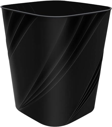 DAJITRE Small Plastic Trash Can Wastebasket Recycling Bin for Bathroom, Dorm, Bedroom，Home Office, Garbage Can for Bedroom, Kids Room (1, Black) - Image 1