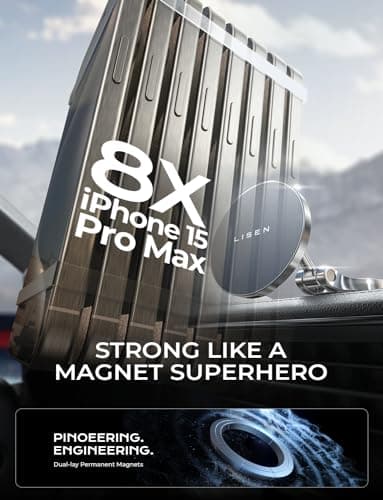 LISEN for Magsafe Car Mount Charger Dashboard, 360° Rotatable Mag Safe Charger Car Mount iPhone 16 Pro Max, Ultra Magnetic Wireless Car Charger for iPhone Car Mount for iPhone 15 14 Pro Max, Black - Image 6