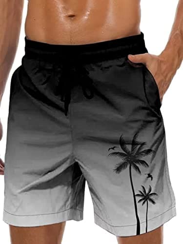 Lzzidou Men's Swim Trunks Quick Dry Hawaiian Board Shorts Lined Beach Shorts with Pockets - Image 1