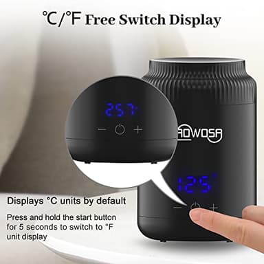 Mini Wax Pot Warmer for Hair Removal, Professional Portable Digital Wax Heater Machine for Facial Body SPA Salon, with 200ml Non-stick Pot, ℃/℉ Switchable Display, 100 Brow Sticks - Image 4