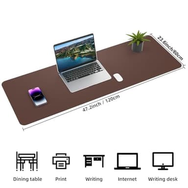 Leather Desk pad Protector, Large Desk mat with Natural Cork & PU Leather,Mouse pad,Non-Slip Office Desk Mat,Waterproof Desk Writing Pad for Office and Home (47in*23.7in,Coffee) - Image 2