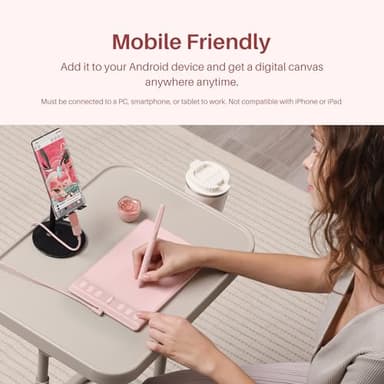 HUION Inspiroy 2 Small Drawing Tablet, Digital Art Tablet with Scroll Wheel, 6 Hot Keys, Battery-Free Stylus, Pink Graphics Tablet for Drawing, Design, Writing, Work with PC, Mac & Android - Image 4