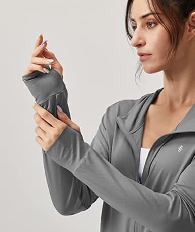 Soothfeel Women's UPF 50+ Sun Protection Hoodie Jacket Lightweight Long Sleeve Sun Shirt for Women with Pocket Hiking Outdoor Dark Grey M - Image 5