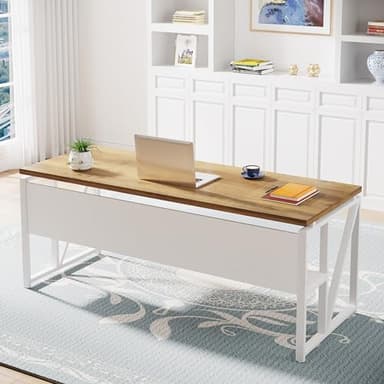 Tribesigns L Shaped Desk with Drawer,63" Executive Computer Desk and lateral File Cabinet, 2 Piece Home Office Furniture for Hanging File, Cabinet with Doors (Walnut, 63-inches) - Image 8