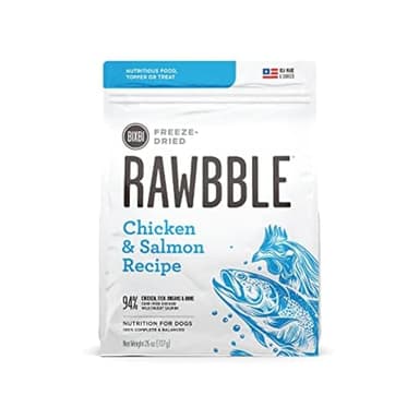 BIXBI Rawbble Freeze Dried Dog Food, Chicken & Salmon Recipe, 26 oz - 94% Meat and Organs, No Fillers - Pantry-Friendly Raw Dog Food for Meal, Treat or Food Topper - USA Made in Small Batches - Image 1