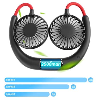 Portable Neck Fan 2500 mAh Rechargeable USB Hands-Free Mini Face Cooling Personal Double Headed Rotatable Small Fan for Working Office Reading Traveling Outdoor Sport - Image 5