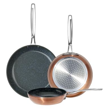 Nuwave 3-Piece 8”, 10”, 12” Forged Lightweight Frying Pan Set, G10 Healthy Duralon Blue Ceramic Ultra Non-Stick, Ergonomic Stay-Cool Handles, Induction-Ready & Works on All Cooktops - Image 1