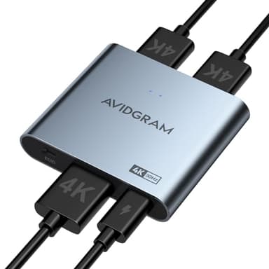 PORTTA HDMI Splitter 1 in 2 Out 4K Duplicate/Mirror Screen Only (Not Extend), with 3 EDID Mode, Compatible with PC, Laptop, Security Cam, Apple TV, PS4, PS5 etc - Image 1