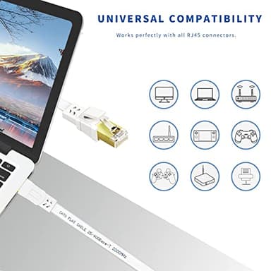 Qiuean Cat8 Ethernet Cable 100FT, High Speed Outdoor and Indoor Available Cat8 Network Cable - 40Gbps, 2000Mhz, Gold Plated RJ45 Connector - 30M, White - Image 6