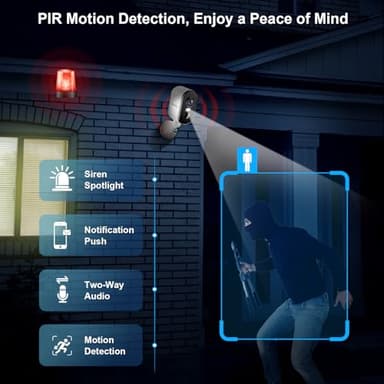 2K Security Cameras Wireless Outdoor, Pan Rotating 360° Battery Powered WiFi Camera with AI Motion Detection, Color Night Vision, Spotlight, Siren, 2-Way Talk, Waterproof, SD/Cloud Storage - Image 4