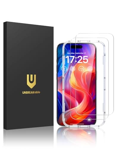 UNBREAKcable 2-Pack Screen Protector for iPhone 16 Pro, Double Shatterproof Tempered Glass [Easy Installation Frame] [9H Hardness] [99.99% HD Clear] [Case Friendly] for Apple iPhone 16 Pro 6.3 inch - Image 1