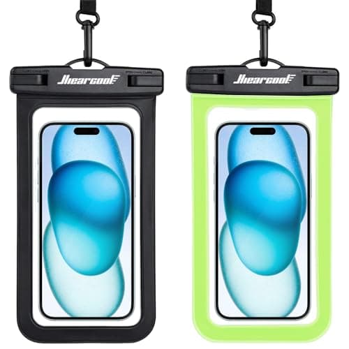 Hiearcool Waterproof Phone Pouch,Waterproof Phone Case for iPhone 17 16 15 14 13 Pro Max Plus up to 8.3",IPX8 Cellphone Dry Bag for Beach Cruise Travel Black&Olive Green-2Pack - Image 1