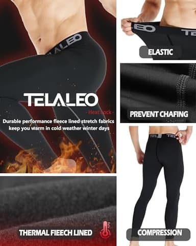 5 Pack Men's Thermal Compression Pants Fleece Lined Sports Tights Athletic Leggings Cold Weather Baselayer Winter Gear L - Image 3