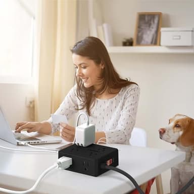 Surge Protector Power Strip - 6 Ft Flat Plug Extension Cord with 8 Widely Outlets and 4 USB Ports(1 USB C), 3 Side Outlet Extender for Home Office, Black, ETL Listed - Image 4