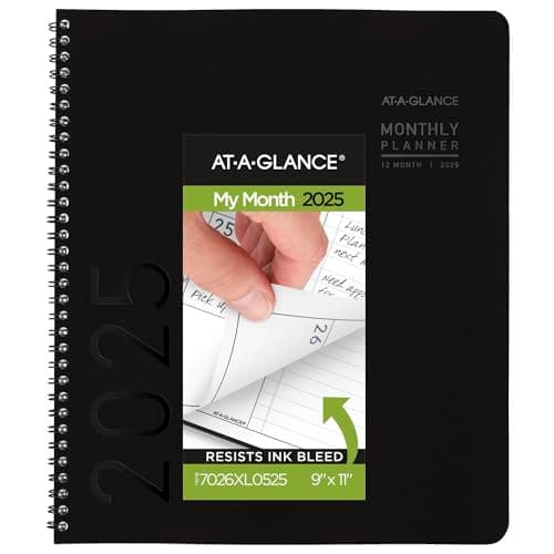 AT-A-GLANCE 2025 Planner, Monthly, 9" x 11", Large, Contemporary Lite, Black (7026XL0525) - Image 1