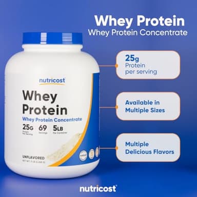 Nutricost Whey Protein Powder, Unflavored, 5 pounds - from Whey Protein Concentrate - Image 6