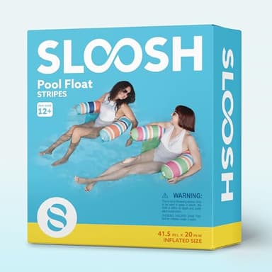 SLOOSH Inflatable Pool Floats Chairs Adults, 2 Packs Floating Noodle Chair with Stripes Design Soft Fabric Covered with Sling for Swimming Pool Water Party Summer Lake,Blue,Green - Image 7