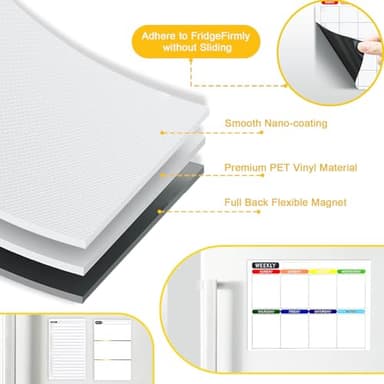 3 Pack Dry Erase Magnetic Calendar for Refrigerator, Fridge Calendar Monthly & Weekly & Daily Planner Magnetic Whiteboard for Fridge with 6 Markers and Eraser, Fridge Calendar Set - Image 6