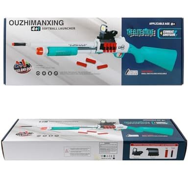 Toy Gun Models Foam Blasters (33-Inch) Jumping Shell Design [with10 Shell 40 Soft Darts] Perfect for Indoor and Outdoor Play (Blue-Green) - Image 2