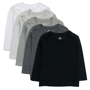 HonestBaby 5-Pack Long Sleeve T Shirts 100% Organic Cotton for Toddler, Little Kids Boys, Girls, Gray Ombre, 0-3 Months - Image 1