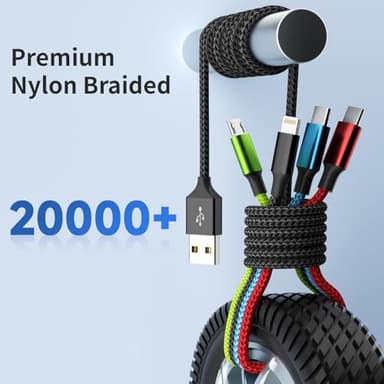 Firsting Travel Essentials Multi Charging Cable [2Pack 5FT], Nylon 4 in 1 Charging Cords, USB Cable Phone Charger with IP/Type C/Type C/Micro Port, Compatible with Most Cell Phones/Tablets and More - Image 8