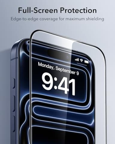 ESR 3 Pack for iPhone 17 Pro Max Screen Protector, Military-Grade Shatterproof, 9H Hardness, Full Coverage Tempered Glass with Ultra Fit Tray - Image 6
