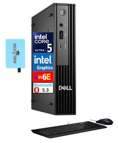 Dell Pro Micro QCM1250 AI Business MFF Mini PC (Intel Ultra 5-235T, 16GB DDR5, 256GB SSD, WiFi 6E, Bluetooth 5.3, RJ-45, DP, HDMI, Win 11 Pro) w/DKZ USB Port Expander (Replaces Optiplex) - Image 1