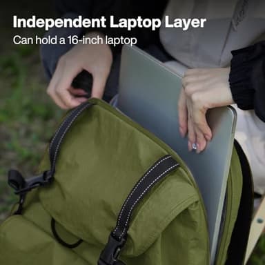 mixi Travel Backpack for Women Men, 18 Inch Carry On Laptop Backpack Flight Approved fits 16'' Laptop, Lightweight Waterproof Hiking Backpack Travel Outdoor Business Casual Daypack, Jungle Green - Image 3