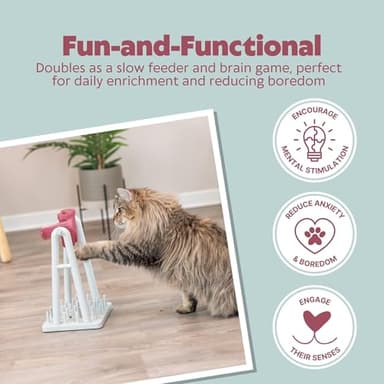 TRIXIE Cat Activity Turn Around Strategy Game, Slow Feeder, Interactive, Treat Toy, All Breed Sizes 9 x 7 x 13 in. - Image 3