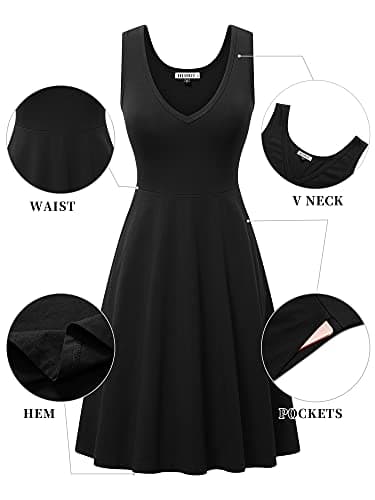 HUHOT Merida Costume for Women Turquoise Sun Dress Women V Neck Sleeveless A-Line Midi Dresses for Women with Pockets - Image 2