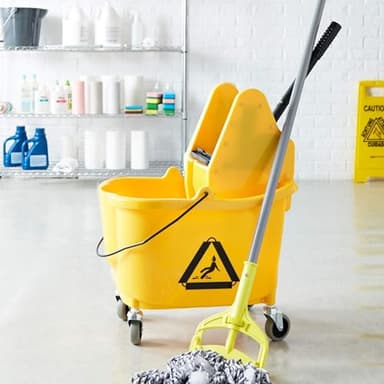 Amazon Basics Rectangular Floor Cleaning Mop Bucket with Sturdy Down Press Wringer Combo, 35-Quart, Yellow (Previously AmazonCommercial brand) - Image 7
