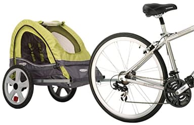 Instep Sync Single Seat Bike Child Trailer, Max Weight 40 lbs., 5-Point Harness, Folding Frame, Quick Release Wheels, Easy Storage, Bug Screen & Weather Shield, Green/Grey - Image 5