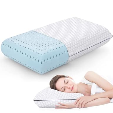 CushyOasis Memory Foam Pillows for Side, Back and Stomach Sleepers, Bed Pillow with Washable Cover and Breathable Mesh, Bed Pillow for Sleeping Standard Size (Grey) - Image 1